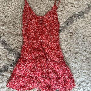 red floral skater mini dress with front tie. So cute size small